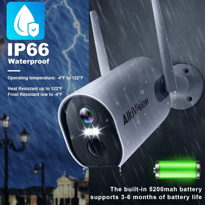 Cameras Wireless Outdoor - 2K HD Color Night Vision AI Motion Detection WiFi Wireless Cameras for Home Security, Spotlight Siren Alarm with 2-Way Audio, 7-Day Cloud/SD Storage-Countryside Locks