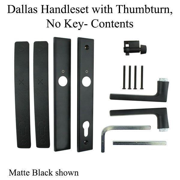 Dallas Contemporary Lever Handle, Inactive, Nonkeyed with Thumbturn, Matte Black-Countryside Locks