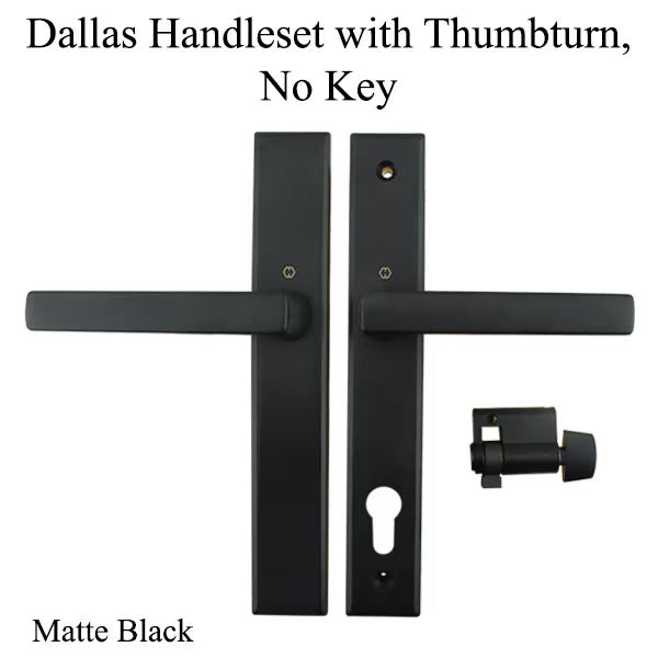 Dallas Contemporary Lever Handle, Inactive, Nonkeyed with Thumbturn, Matte Black-Countryside Locks