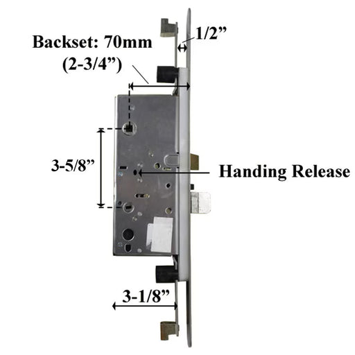 Peachtree Active Concealed Multi-Point Lock Rod with 70/92 Radius Faceplate-Countryside Locks