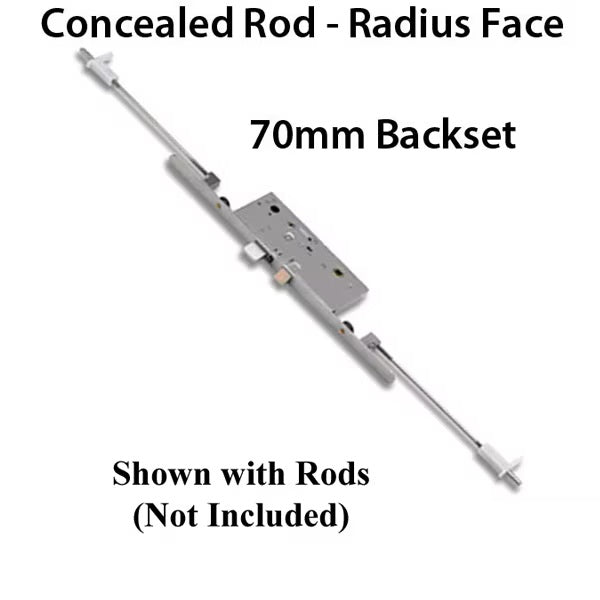 Peachtree Active Concealed Multi-Point Lock Rod with 70/92 Radius Faceplate-Countryside Locks