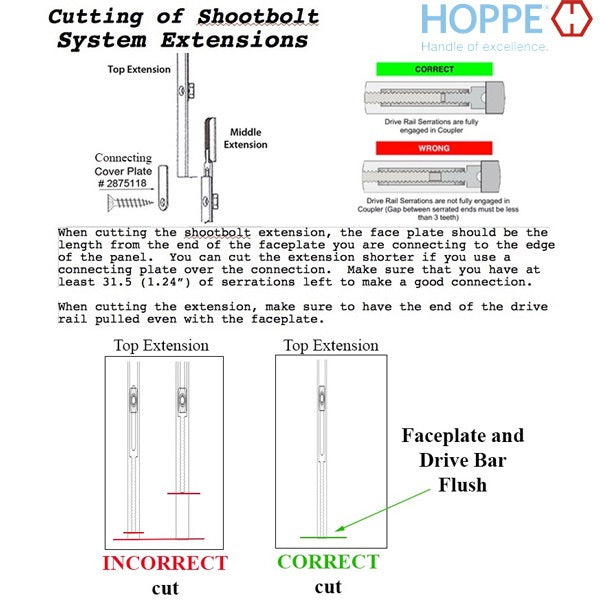 Hoppe Multipoint 16MM Manual Top Extension, Shootbolt 18.70" Length-Countryside Locks