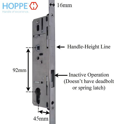 Hoppe Multipoint Lock Hoppe Inactive Lower Assembly 45/92, 35-1/2 Handle Height-Countryside Locks