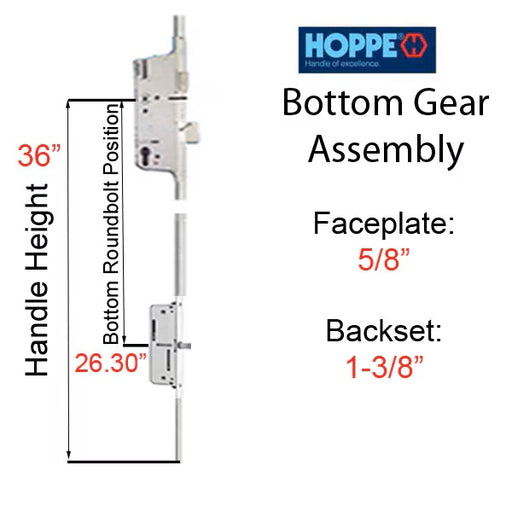 16mm Manual Gear, 35/92, Roundbolt at 26.30", 1" D/B-Countryside Locks