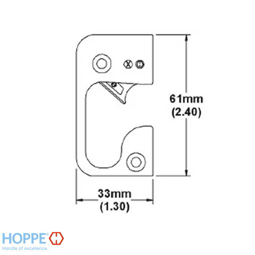Hoppe Strike Plate, RA6133, Auto-Release Roller, 1.30 x 2.40 -Brass Finished-Countryside Locks