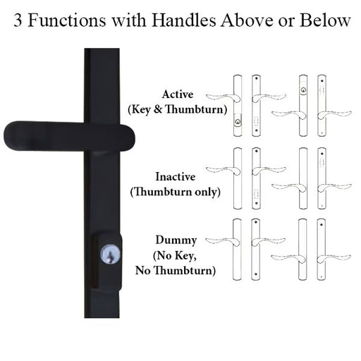 G-U Allegro Handle & 30mm Plate, Active, Keyed with Thumbturn (Handle Above Cylinder) Black (Powder-Coat)-Countryside Locks