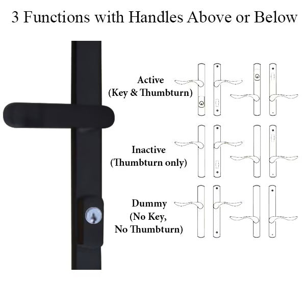 G-U Allegro Handle & 30mm Plate, Active, Keyed with Thumbturn (Handle Above Cylinder) Black (Powder-Coat)-Countryside Locks