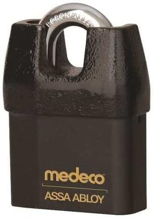 Medeco 54 System Series All Weather 7/16" x 3/4" Shrouded Shackle Padlock with High Security 00 Original Keyway Black-Countryside Locks