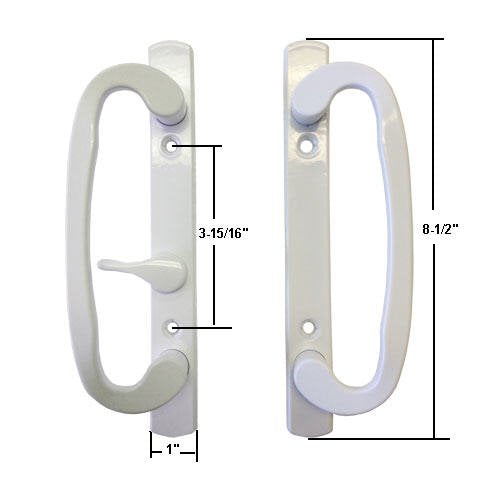 CS Lock Sliding Glass Patio Door Handle Set Mortise Type B-Position Off Center Latch Non-Keyed White-Countryside Locks