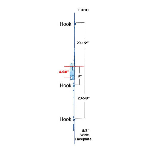 Hoppe Fuhr Multi-Point Lock, 3 Hooks, 28MM - 6-8 Sliding Door Lock-Countryside Locks