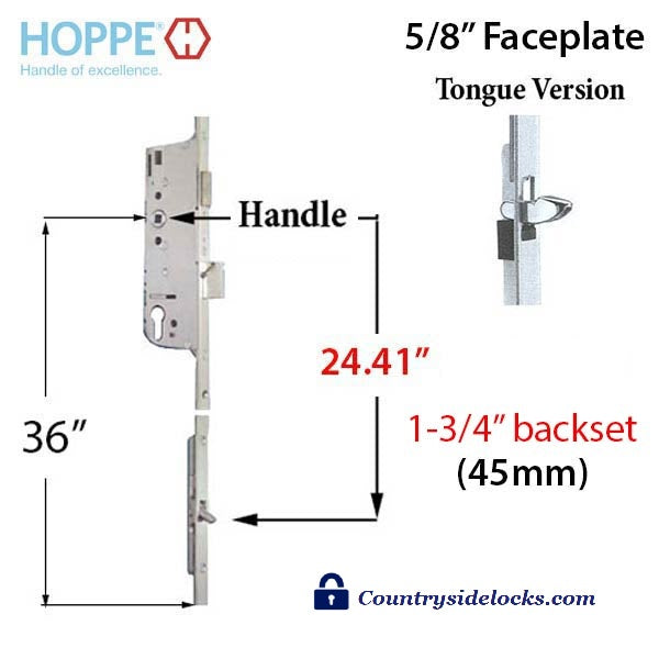 Hoppe Multipoint Lock 16MM Manual 45/92 Gear, Tongue At 24.41", 1" Deadbolt, 36" HH-Countryside Locks