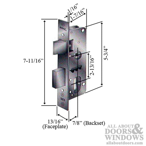Papaiz #323 Slimline Mortise Lock Body, 7/8" Backset - Choose Finish-Countryside Locks