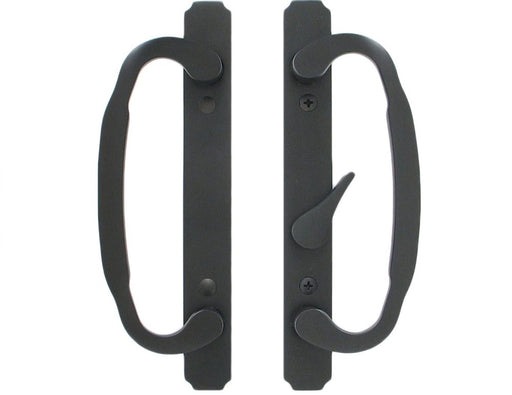 Sliding Glass Patio Door Handle Set, Mortise Type, B-Position, Non-Keyed, Black, 3-15/16" Screw Holes-Countryside Locks