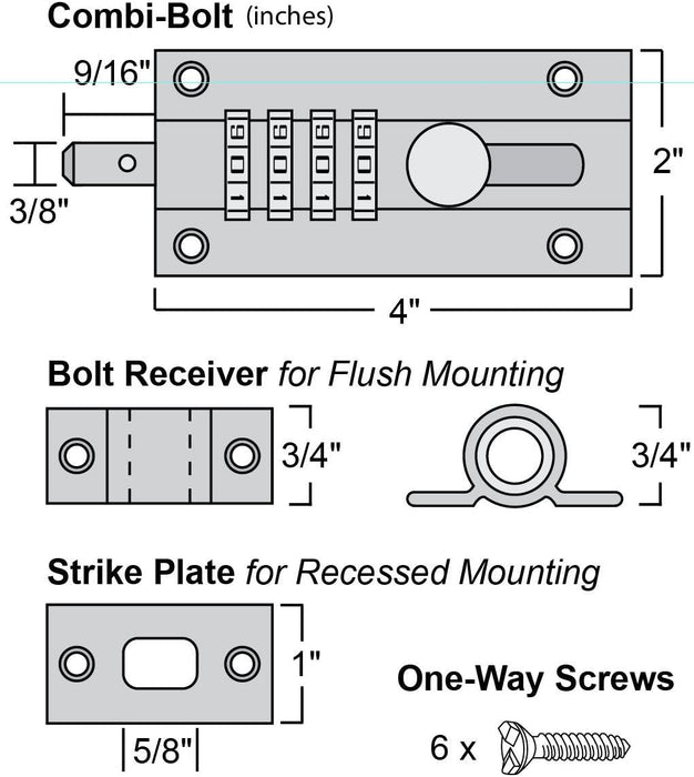 Combi-Bolt CB2000-BLACK, 1PK, Black-Countryside Locks