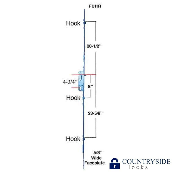 Hoppe Fuhr Multi-Point Lock, 3 Hooks, 35MM - 6-8 Sliding Door-Countryside Locks