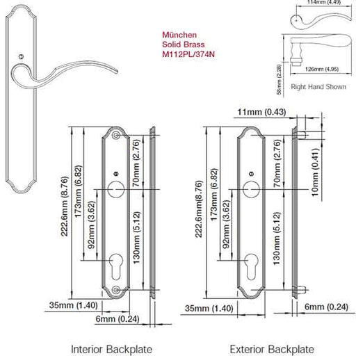 Hoppe Munchen Active Door Handle, Polished Brass-Countryside Locks