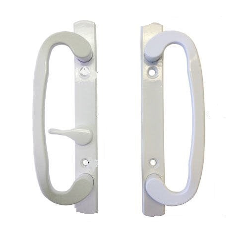 CS Lock Sliding Glass Patio Door Handle Set Mortise Type B-Position Off Center Latch Non-Keyed White-Countryside Locks