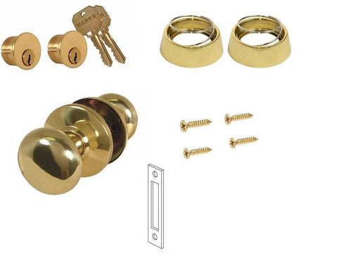 Marks 22AC Door Mortise Lock Trim Set - Polished Brass-Countryside Locks