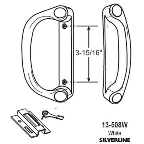 Silverline Sliding Glass Patio Door Handle Set, Non-Keyed, White-Countryside Locks