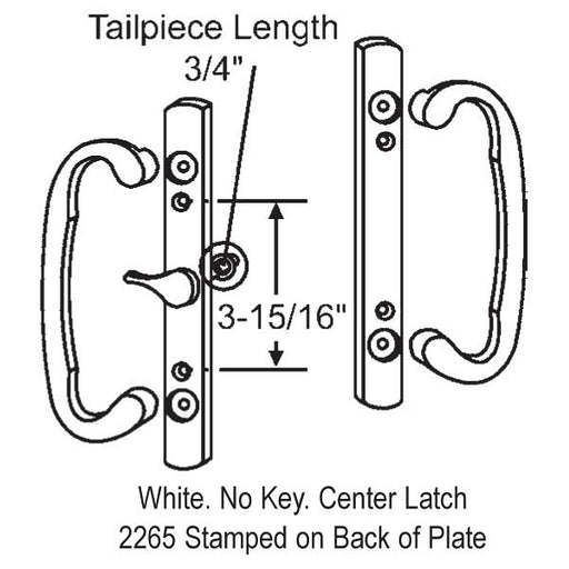 CS Lock Sliding Glass Patio Door Handle Set Mortise Type A Position Non-Keyed White-Countryside Locks