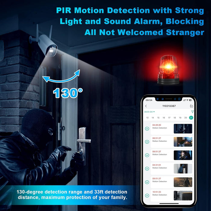 Cameras Wireless Outdoor - 2K HD Color Night Vision AI Motion Detection WiFi Wireless Cameras for Home Security, Spotlight Siren Alarm with 2-Way Audio, 7-Day Cloud/SD Storage-Countryside Locks