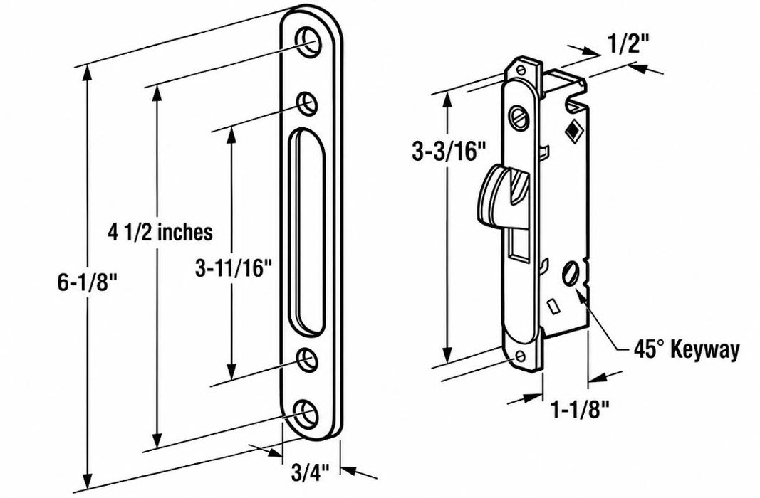 Replacement Sliding Glass / Patio Door Mortise Lock and Keeper Kit-Countryside Locks