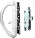 Patio Door Handle Set With Mortise Lock 45° Perfect Replacement for Sliding Glass Door Fits 3-15/16” Screw Hole Spacing, Non-keyed with Latch Locks,White Diecast,Reversible Design(Non-Handed)-Countryside Locks