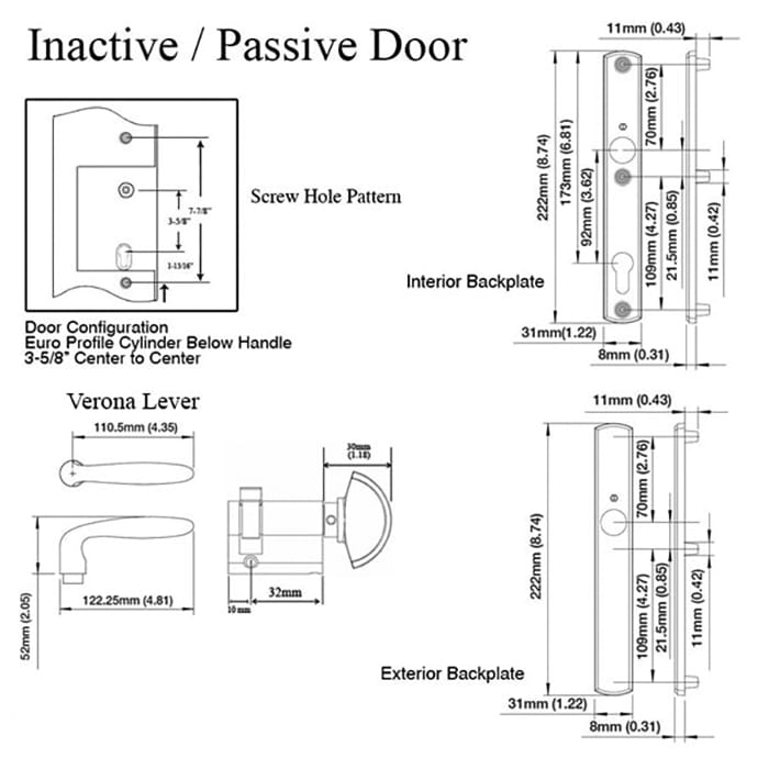 HOPPE Multipoint Lock Handleset with Verona Lever Inactive Brushed Chrome-Countryside Locks