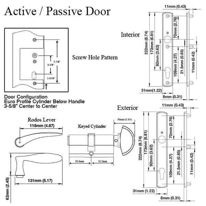 HOPPE Multipoint Handle Set with Rodos Lever Active Satin Nickel-Countryside Locks