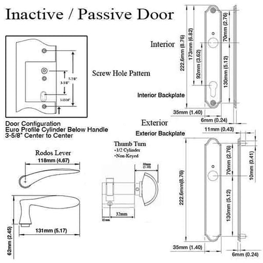 HOPPE Multipoint Handle Set with Rodos Lever Inactive Pure White-Countryside Locks