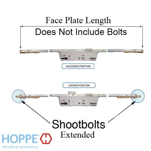 Hoppe Multipoint Lock 16MM Manual Tongue-Shootbolt 45/92 Gear, Tongue @ 24.40", 39.62" Handle Height-Countryside Locks