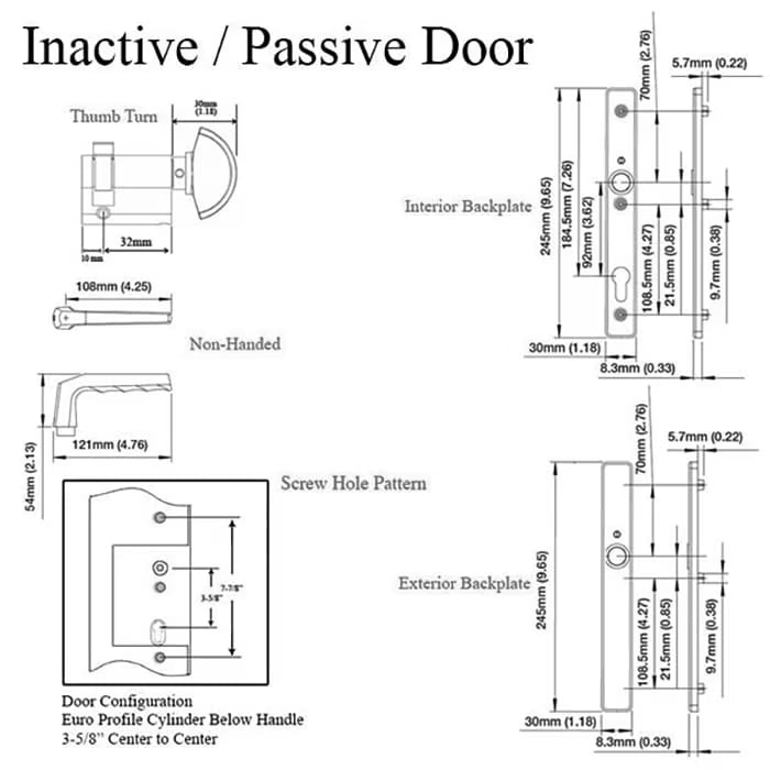 HOPPE Frankfurt A117 / 2246N Inactive Multipoint Handleset Clear Anodized Aluminum-Countryside Locks