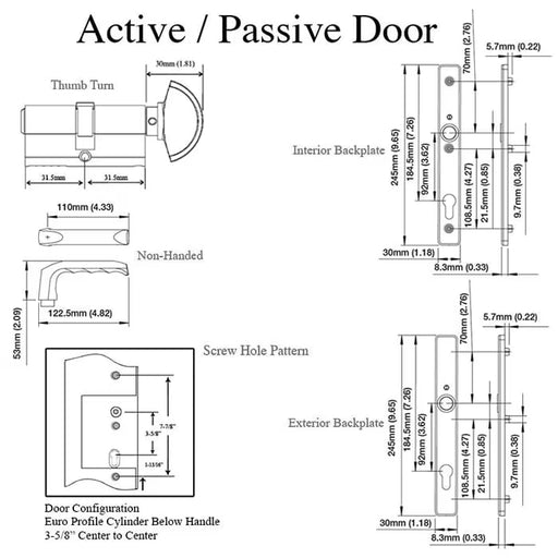 HOPPE London A113 / 2246N Active Multipoint Handleset – Clear Anodized – Aluminum-Countryside Locks