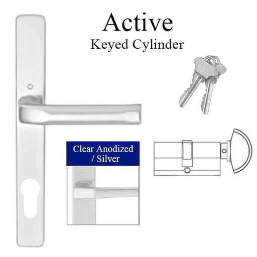 HOPPE London A113 / 2246N Active Multipoint Handleset – Clear Anodized – Aluminum-Countryside Locks