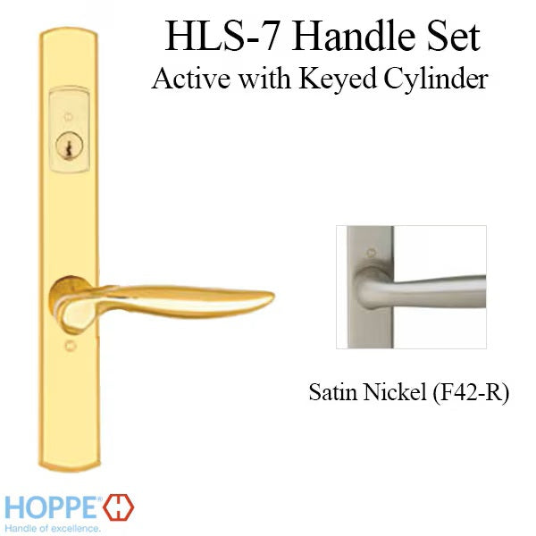 HOPPE HLS7 Handle Set Toronto Keyed Active Satin Nickel-Countryside Locks