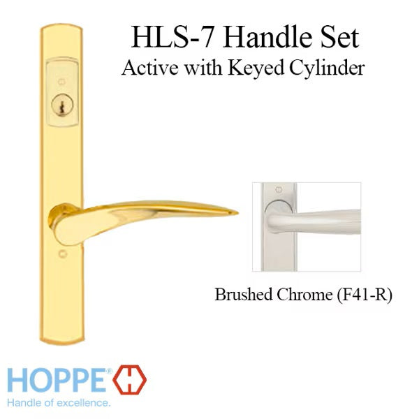 HOPPE HLS7 Handle Set with Rodos Lever Keyed Active Brushed Chrome-Countryside Locks