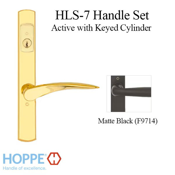 HOPPE HLS7 Handle Set with Rodos Lever Keyed Active Matte Black-Countryside Locks