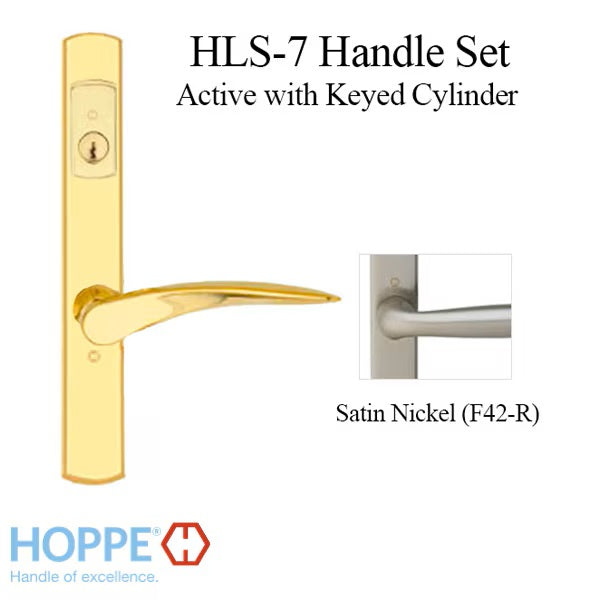 Hoppe HLS7 Handleset, Rodos, M1603/2167N, Keyed Active, Satin Nickel-Countryside Locks