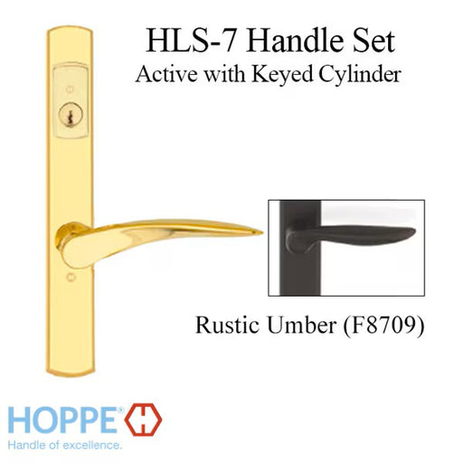 HOPPE HLS7 Handle Set with Rodos Lever Keyed Active Rustic Umber-Countryside Locks