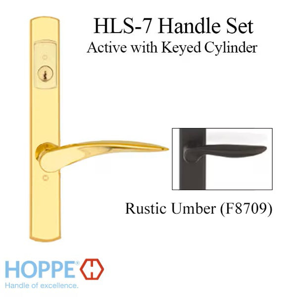 HOPPE HLS7 Handle Set with Rodos Lever Keyed Active Rustic Umber-Countryside Locks