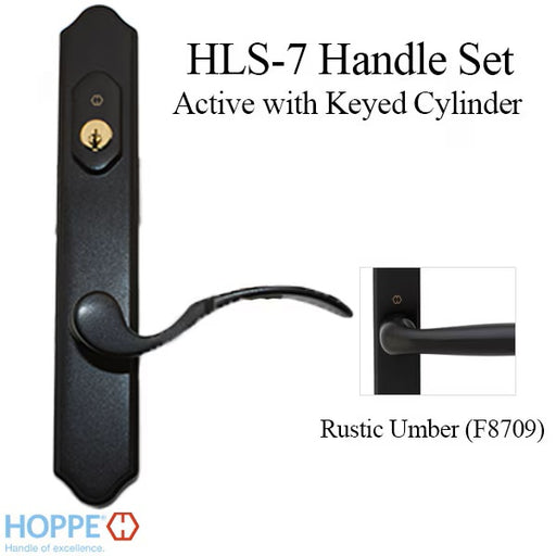 HOPPE HLS7 Handle Set with Munchen Lever Keyed Active Rustic Umber-Countryside Locks