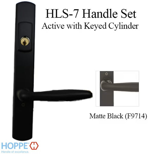 HOPPE HLS7 Handle Set with Verona Lever Keyed Active Matte Black-Countryside Locks