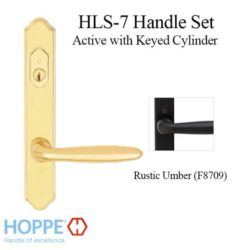 HOPPE HLS7 Handle Set with Verona Lever Keyed Active Rustic Umber-Countryside Locks