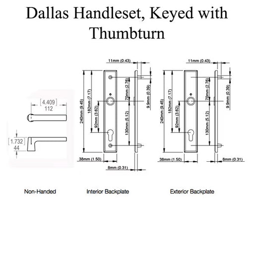 Dallas Contemporary Lever Handle, Inactive, Nonkeyed with Thumbturn, Matte Black-Countryside Locks