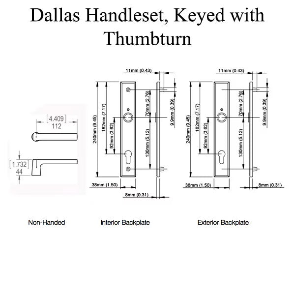 Dallas Contemporary Lever Handle, Inactive, Nonkeyed with Thumbturn, Matte Black-Countryside Locks