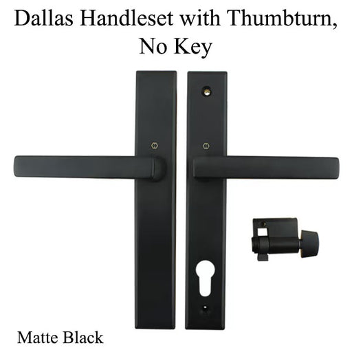Dallas Contemporary Lever Handle, Inactive, Nonkeyed with Thumbturn, Matte Black-Countryside Locks