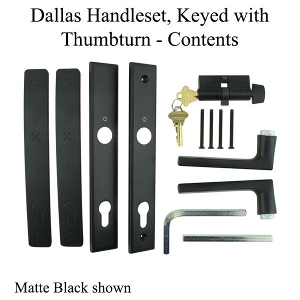Hoppe Dallas Contemporary Lever Handle, Keyed Active With Thumbturn, M1643 / 2161N Set - Matte Black-Countryside Locks