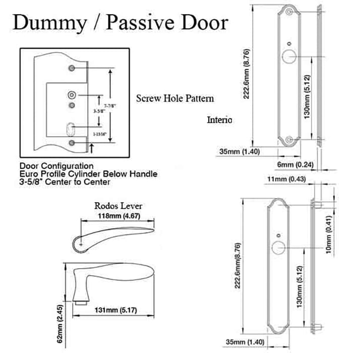 HOPPE Multipoint Dummy Handle Set with Rodos Lever Brushed Chrome-Countryside Locks