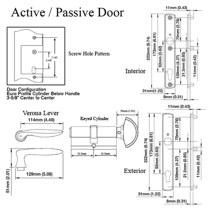 HOPPE Multipoint Handle Set with Verona Lever Active Pure White-Countryside Locks