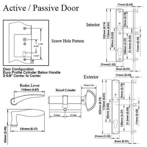 HOPPE Multipoint Handle Set with Rodos Lever Active White-Countryside Locks